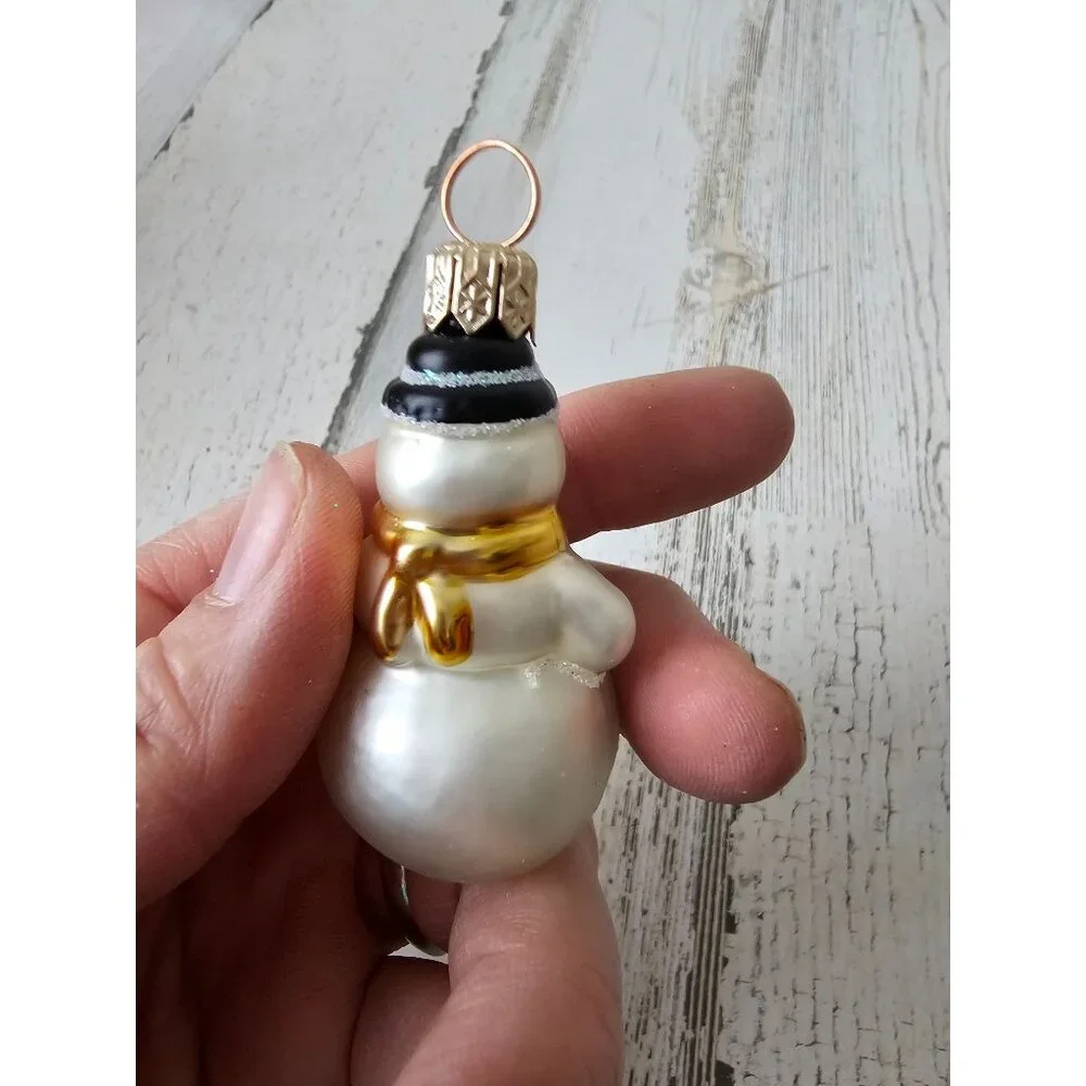Mini glass ornament snowman set Xmas tree‎